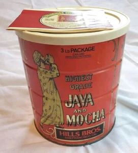 VTG San Fran HILLS BROS 3lb Highest Grade JAVA And MOCHA Coffee Empty Tin Can - Picture 1 of 6