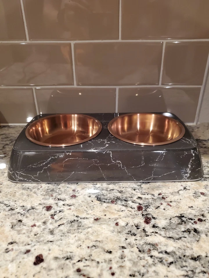 Frisco Pet Food and Water Bowl - Diseño Mármol y Cobre Foto 1 de 1