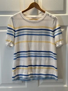 Liz Claiborne Womens Large Short Sleeve 100% Cotton Knit Pullover Sweater - Picture 1 of 4