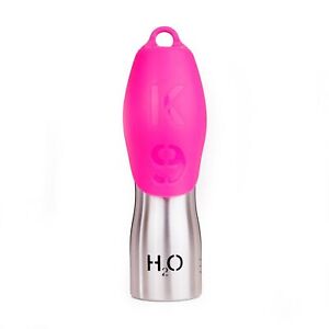 H2O4K9 Portable Dog Drinking Bottle Pet Water Bottle Stainless Steel Pink Large