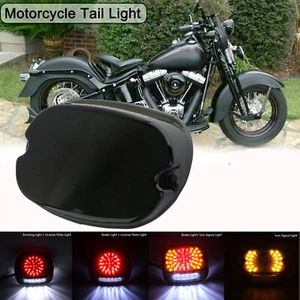 Motorcycle Smoke Led Brake Tail Light Turn Signal For Harley Fat Sportster Road - Picture 1 of 12