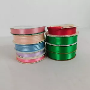 9 Rolls Offray Sheer Splendor Ribbon Assorted Colors Sizes 5/8 3/8 1/4 Red Pink - Picture 1 of 10