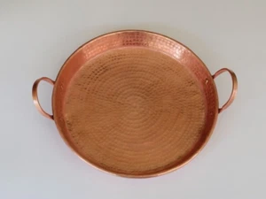 9.8" Handmade Pure Copper Pan Pot Frying Pan Thick Plate Purple Double Handle - Picture 1 of 8