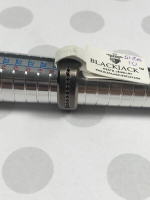 Anillo Black Jack de acero inoxidable genuino para hombre negro y azul Foto 1 de 3