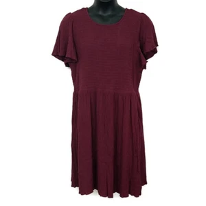 Vestido Lane Bryant para mujer 22 24 rojo calado manga corta con volantes ojo de cerradura lazo trasero - Imagen 1 de 4