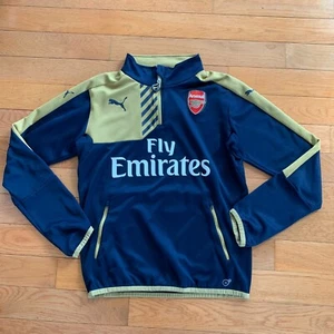 Puma X Arsenal Mens M 2015/2016 Jersey 1/4 Zip Drill Top Pullover Blue Gold - Picture 1 of 9