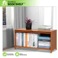 32" Bamboo Storage Cabinet [MAGNETIC FLIP-UP DOOR] Tabletop Book Shelf Bookcase