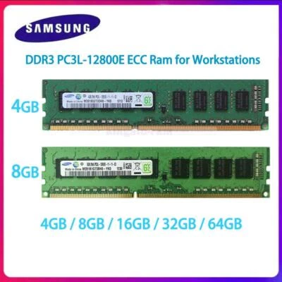 Samsung 4GB 8GB 16GB 32GB PC3L-12800E DDR3L-1600 MHz 1.35V ECC UDIMM Memory lot - Image 1 of 4