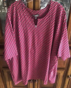 Ulla Popken Cool Cats T-Shirt Top Short 1/2 SLV Red Multi US 32/24, EU 62/64 NWT - Picture 1 of 20