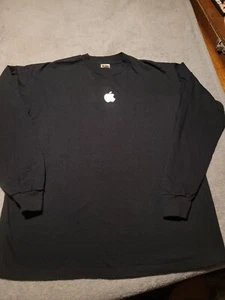Apple Inc Company Logo Long Sleeve Shirt Mens XL Black FOTL Employee Y2K - Picture 1 of 6