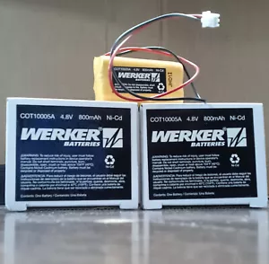 COT10005A - WERKER EMERGENCY EXIT SIGN BATTERY - 4.8V, 800mAh Ni-Cd 2-pcs. *NEW - Picture 1 of 7