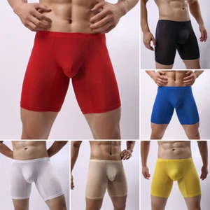 Sexy Men Ice Silk U Pouch Boxer-Briefs Pouch Underwear Shorts Trunks Underpant - Picture 1 of 16