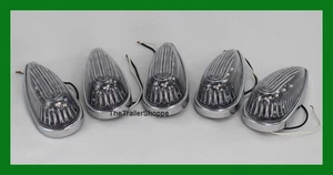 Pick-up Cab Roof Clearance Teardrop Amber Clear LED Lights Set of 5 - Picture 1 of 5