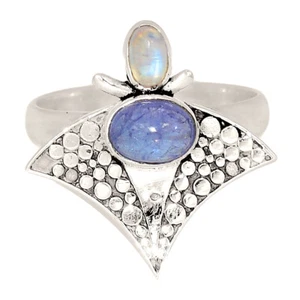 Anillo de plata de ley 925 con tanzanita natural y piedra lunar KS44 s.9 CR38000 - Imagen 1 de 1