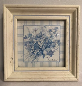 Marjolein Bastin Framed Art Blue Flowers Antiqued Frame - Picture 1 of 11