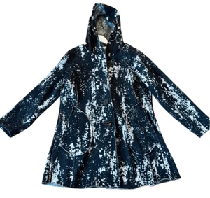 Habitat Clothes Chaqueta polar con capucha abstracta negra grande - Imagen 1 de 9