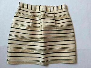 J CREW Gold-stripe mini SKIRT WOMENS SIZE 00 OFF WHITE STRIPED NEW X3 - Picture 1 of 4