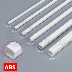 3/4/5/6x250mm Square ABS Plastic Hollow Tube Rod Bar White Modelling Craft DIY