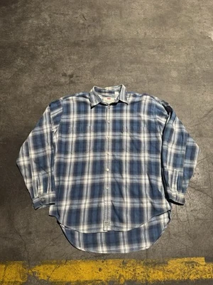 Camisa vintage Levis para hombre con botones talla XL franela a cuadros algodón azul Foto 1 de 4