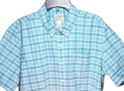 L.L. Bean TruCool Comfort Stretch NEW Oxford Large Men's Short Sleeve Plaid - Image 1 of 4