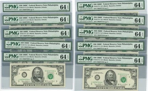 Fr. 2117C $50 1969C Federal Reserve Note 10 Consecutive 64EPQ PMG DC-2665 - Picture 1 of 3