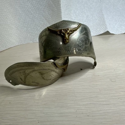 Cubiertas de botas vintage mexicanas plateadas con tacón accesorios hombres mujeres Longhorn Foto 1 de 4