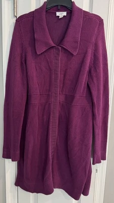 Ann Taylor Loft Purple Long Sleeve Knit Snap Button Cardigan Womens Size XL - Изображение 1 из 4