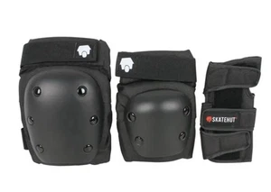 SkateHut Pro Pad Set, For BMX Cycling Skating Scooter, Black, Size Large - Picture 1 of 4