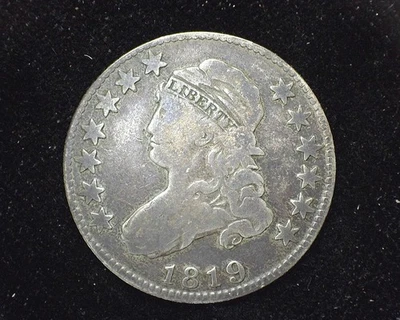 HS&C: 1819 Busto tapado Cuarto en muy buen estado - Moneda de Estados Unidos Foto 1 de 2
