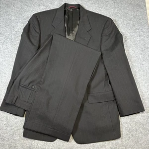 Tuta Hart Schaffner Marx uomo 42R nera gessato lana blazer pantaloni made USA - Foto 1 di 19