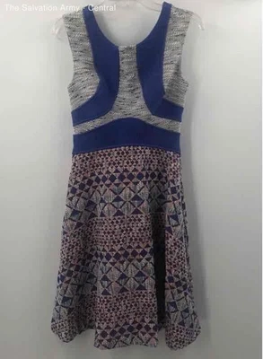 Tracy Reese Womens Multicolor Geometric Round Neck Fit & Flare Dress Size 4 - Image 1 of 4