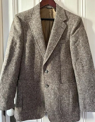 Abrigo deportivo vintage años 50 gris tweed Donegal - Rothmans - 2 botones, plisado - talla 42 Foto 1 de 4