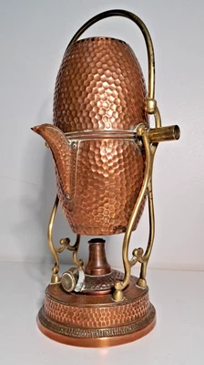 Cafetière russe vintage en cuivre martelé H31cm déco orientale samovar ancien - Photo 1/4