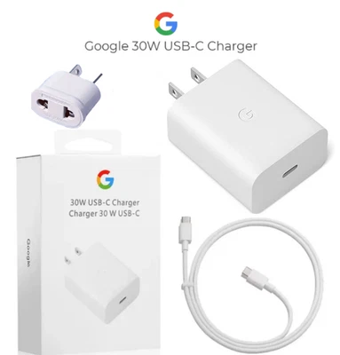 Official Google 30W PD Fast Charger USB-C Fit Pixel 8 7 6 5  6A pro Cable Set - Image 1 of 4