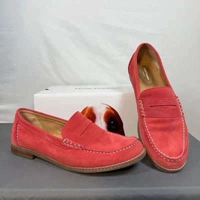 Hush Puppies Wren Loafer Red Suede Women's Size 12 Medium Moc Toe Flats - Image 1 of 4