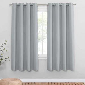 Silbergrau Thermo Vorhänge & Vorhänge für Schlafzimmer Ösen 52 x 63 Zoll Silbergrau - Bild 1 von 7