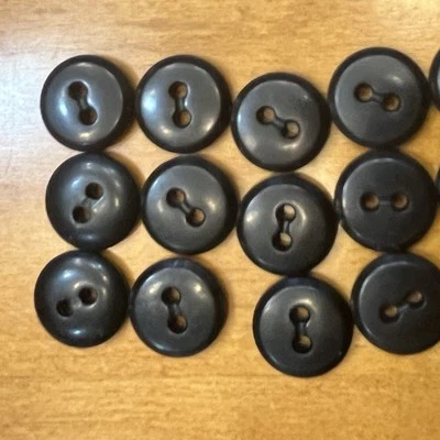 Vintage Black Buttons Set 18 with Backs Fastener Sewing Crafts 2 Hole Rare - Image 1 of 3