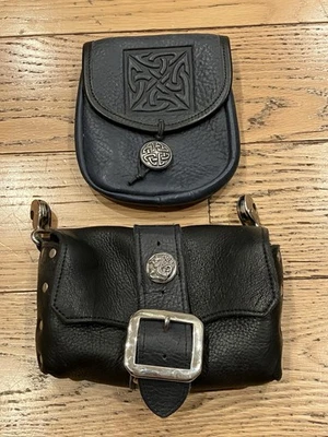 2- Bolsas de cinturón temáticas de cuero celta 1- Cuero de madera de cuervo 1-Desconocido Foto 1 de 4