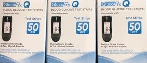 Gluco Rx Q Test Strips Blood Glucose 150 Test strips- 3 Boxes 2026 - Picture 1 of 1