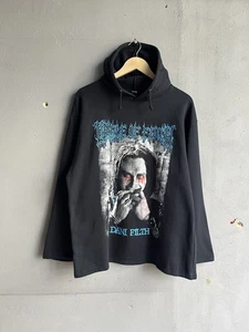 Vintage 90s Cradle Of Filth Dani Filth Band Rock Punk Music Black Hoodie Size L - Picture 1 of 9