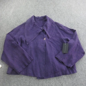Bryn Walker Jacket Womens Large Purple Heavy Linen Cropped Swing Boxy Made USA - Picture 1 of 13