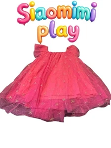SIAOMIMI PLAY SOMMERKLEID ROSA UND GOLD FLATTERÄRMEL GRÖSSE 5-6 - Bild 1 von 7