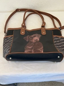 BRADFORD EXCHANGE DOG Purse New BLACK Brown Chocolate Lab 11.5 X 17.5 Custom - Picture 1 of 9