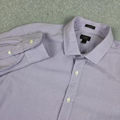 J. Camisa de vestir Crew para hombre grande Ludlow 120's 2 capas púrpura blanco mini cuadros Foto 1 de 4