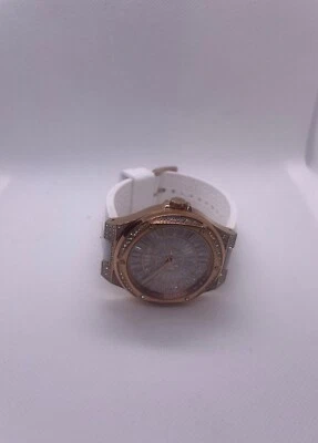 Oversized Lennox Pavé Rose Gold-Tone and Silicone Watch - Image 1 of 4