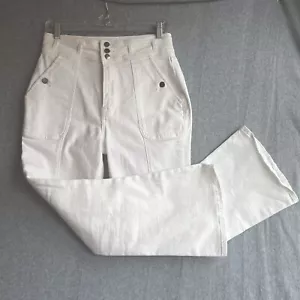 Frame Jeans Damen Größe 28 Weiß Bootcut Denim Crop 3 Knopf Verschluss Seitentasche - Bild 1 von 7