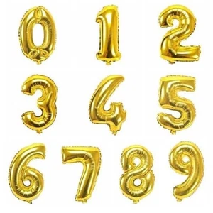 Choose Number GOLD 16" FOIL NUMBER Balloons - Picture 1 of 2