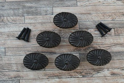 6Pcs Vtg Cast Iron spiral Drawer Cabinet Door Pulls Knobs Handles Kitchen Decor - Image 1 of 4