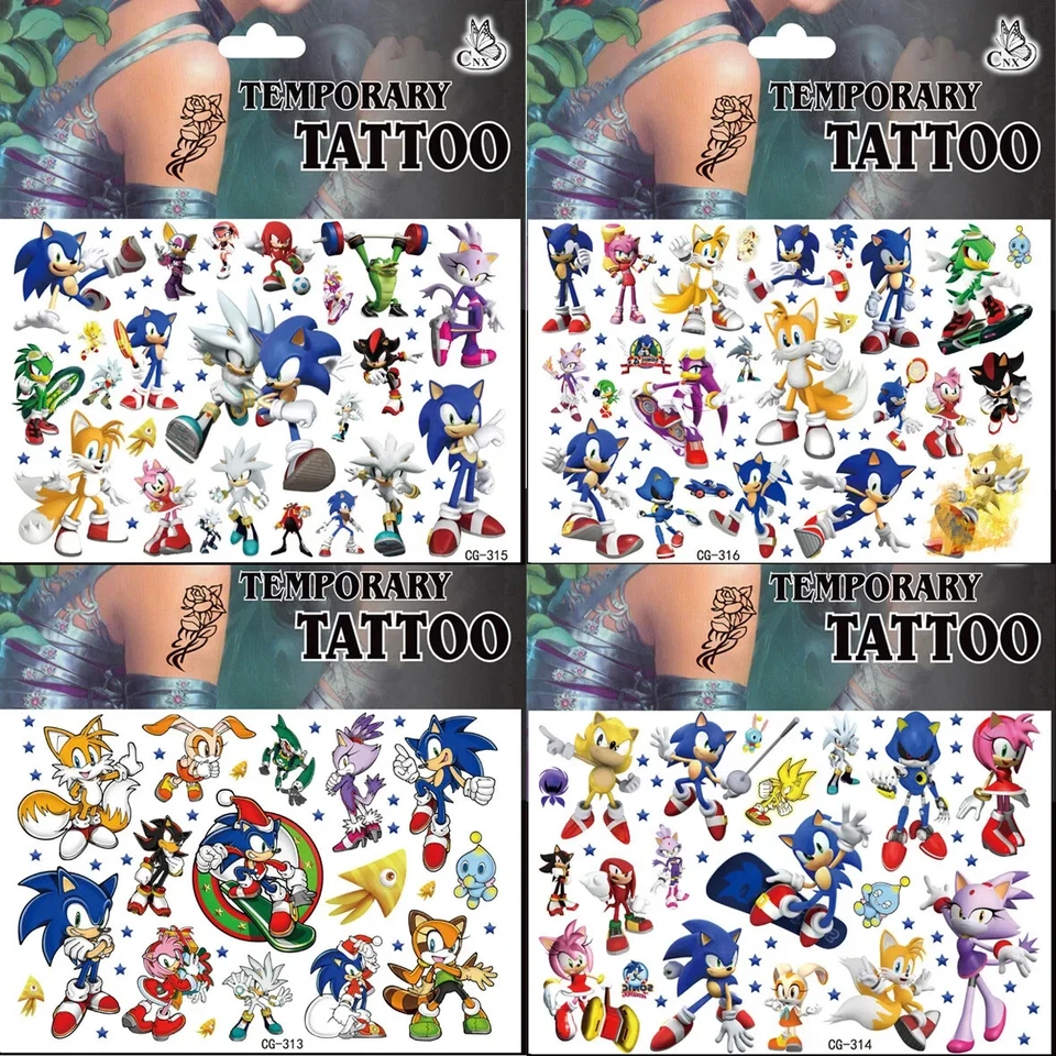 Sonic Temporäre Tattoos für Kinder Kids Geburtstage/ Partytüte/Strumpffüller