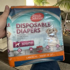Simple Solution Disposable Dog Diapers L / XL for Female 30 Count 18 - 27" Waist - Picture 1 of 3